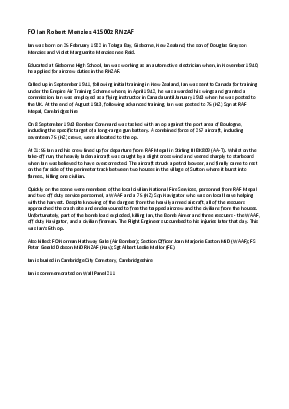 A preview of a PDF biography for Menzies, Ian Robert